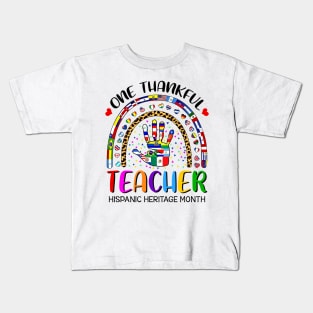 Hispanic Heritage Month One Thankful Teacher Countries Flags Kids T-Shirt